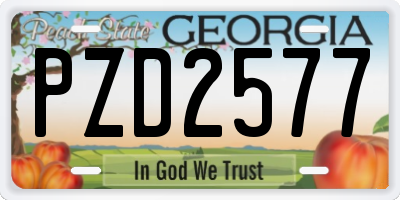 GA license plate PZD2577