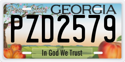 GA license plate PZD2579
