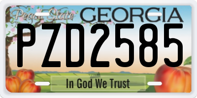 GA license plate PZD2585