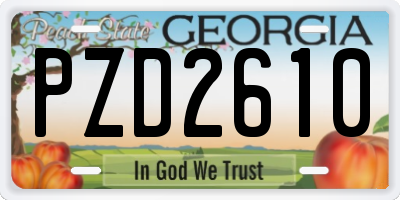 GA license plate PZD2610
