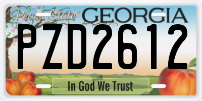GA license plate PZD2612