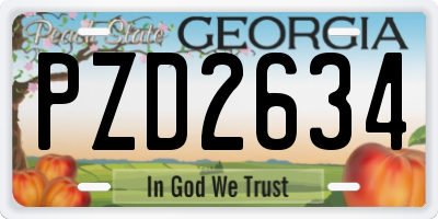 GA license plate PZD2634
