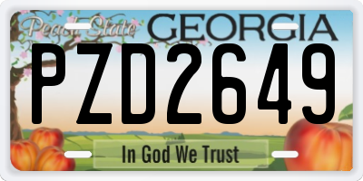 GA license plate PZD2649