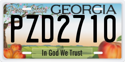 GA license plate PZD2710