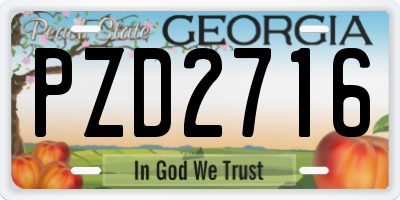 GA license plate PZD2716