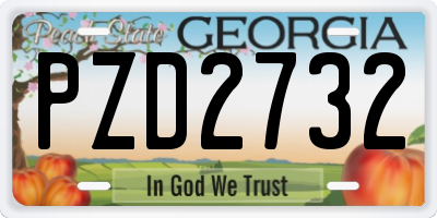 GA license plate PZD2732
