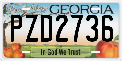 GA license plate PZD2736