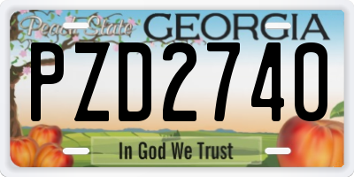 GA license plate PZD2740
