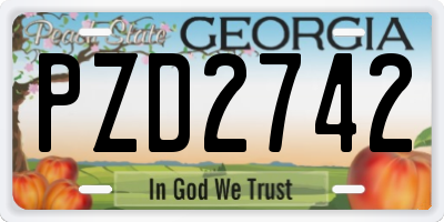 GA license plate PZD2742