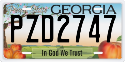 GA license plate PZD2747