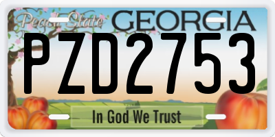 GA license plate PZD2753