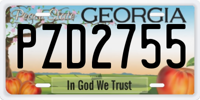 GA license plate PZD2755