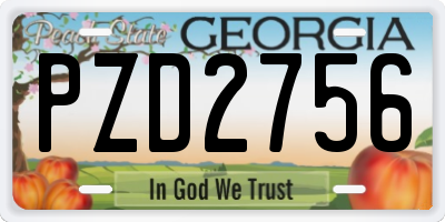 GA license plate PZD2756