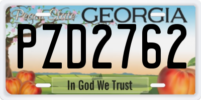 GA license plate PZD2762
