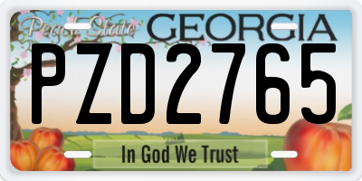 GA license plate PZD2765
