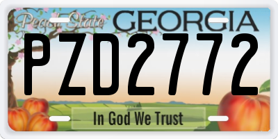 GA license plate PZD2772