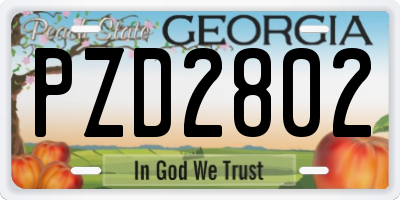 GA license plate PZD2802