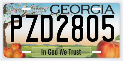 GA license plate PZD2805