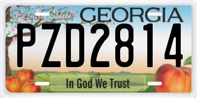 GA license plate PZD2814