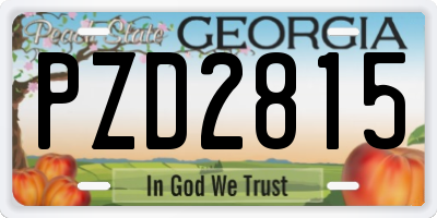 GA license plate PZD2815