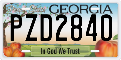 GA license plate PZD2840