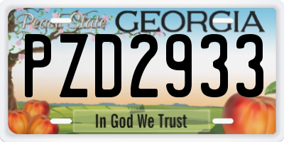 GA license plate PZD2933