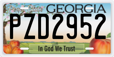 GA license plate PZD2952