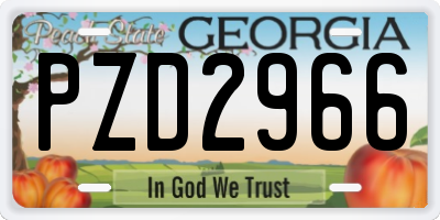 GA license plate PZD2966
