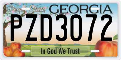 GA license plate PZD3072