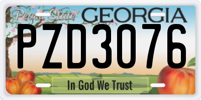 GA license plate PZD3076