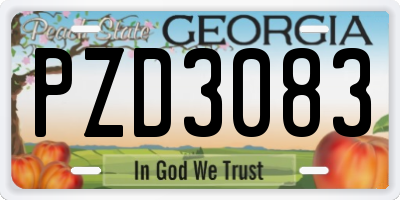 GA license plate PZD3083