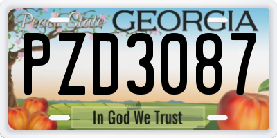 GA license plate PZD3087