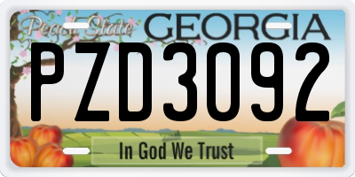 GA license plate PZD3092