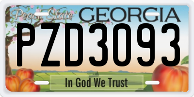 GA license plate PZD3093