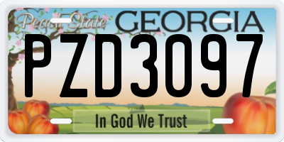 GA license plate PZD3097