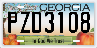 GA license plate PZD3108