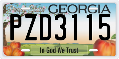 GA license plate PZD3115