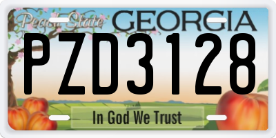 GA license plate PZD3128
