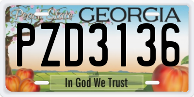 GA license plate PZD3136