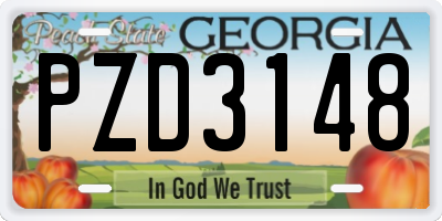 GA license plate PZD3148