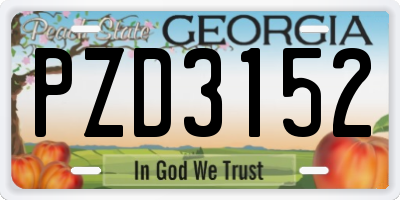 GA license plate PZD3152