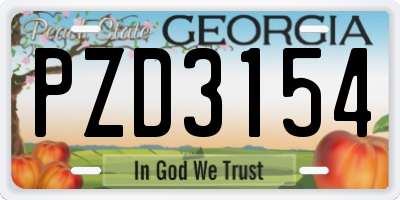 GA license plate PZD3154