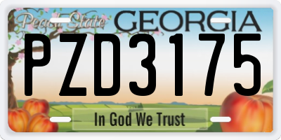 GA license plate PZD3175