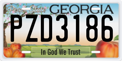 GA license plate PZD3186