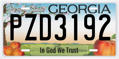 GA license plate PZD3192