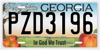 GA license plate PZD3196