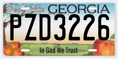 GA license plate PZD3226