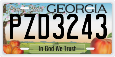 GA license plate PZD3243