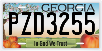GA license plate PZD3255