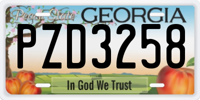 GA license plate PZD3258
